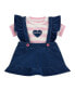 ფოტო #1 პროდუქტის Baby Girl Bodysuit and Knit Denim Skirtall Set