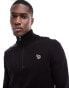 PS Paul Smith zebra icon badge logo cotton knit half zip jumper in black