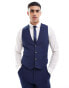 Фото #1 товара ASOS DESIGN wedding skinny suit waistcoat in navy microtexture