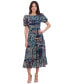 Фото #1 товара Plus Size Mixed-Print Puffed-Sleeve Maxi Dress