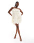 ASOS LUXE Curve textured organza bandeau ruffle mini dress with bow back in cream