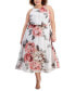 Фото #1 товара Plus Size Printed U-Neck Sleeveless Dress