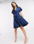 Фото #1 товара Closet London wrap front pleated midi skater dress in navy