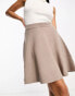 Фото #1 товара YAS godet knitted mini skirt in mushroom - STONE