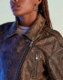 Фото #3 товара ASOS DESIGN premium washed real leather oversized biker jacket in brown