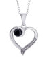 Фото #1 товара Macy's black Sapphire Open Heart 18" Pendant Necklace (1/3 ct. t.w.) in Sterling Silver