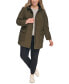 Фото #5 товара Women's Plus Size Drawstring-Hood Snap-Front Anorak Raincoat
