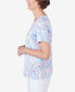 ფოტო #4 პროდუქტის Women's Pleated Crew Neck Paisley Short Sleeve Tee