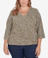 ფოტო #1 პროდუქტის Plus Size Spice It Up Printed 3/4 Sleeve Top