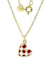 ფოტო #1 პროდუქტის Enamel Heart Checkerboard Pattern Pendant Necklace in 14k Gold-Plated Sterling Silver, 13" + 2" extender