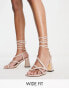 Фото #1 товара Topshop Wide fit Nadia block heel ankle tie sandal in natural