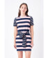 Фото #3 товара Women's Contrast Stripe Knit Mini Dress