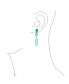 Linear Multi Color Natural Gemstone Black Onyx Blue Turquoise Navy Sodalite Rose Quartz Chandelier Elongated Long Teardrop Dangling Earrings for Women