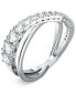 Silver-Tone Crystal Twist Double-Row Ring
