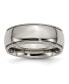 Titanium Polished Grooved and Beaded Edge Wedding Band Ring