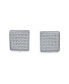 Geometric Square Shaped Cubic Zirconia Micro Pave CZ Stud Earrings For Women Sterling Silver 8MM