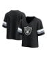 ფოტო #1 პროდუქტის Women's Black Las Vegas Raiders Established Jersey Cropped V-Neck T-shirt
