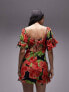 Фото #7 товара Topshop ruffle tea dress with raw seams in red floral print