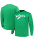 Фото #1 товара Men's Heather Kelly Green Distressed New York Jets Big and Tall Throwback Long Sleeve T-shirt