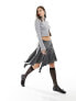 Reclaimed Vintage limited edition spliced grey pinstripe skirt with raw hem 32 - фото #5