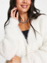 Weekday Ally hairy knit cardigan in off white