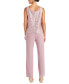 Petite 3-Pc. Sequined-Lace Jacket, Top & Pants