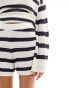 Фото #4 товара Pretty Lavish stripe knit shorts co-ord in cream and navy