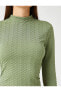 Топ Koton Crop Textured Yaka Dik