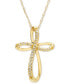 ფოტო #1 პროდუქტის Diamond Open Cross Pendant Necklace (1/20 ct. t.w.) in 14K Yellow, White or Rose Gold