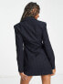 COLLUSION fitted check blazer with hook and eye detail in navy check