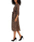 Фото #3 товара Women's Animal-Print Puff-Sleeve Tie-Waist Midi Dress