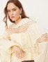 ASOS EDITION Curve crochet trim drop waist blouson sleeve trapeze maxi dress in buttermilk