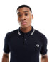 Fred Perry twin tipped logo polo in navy/white