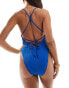 Фото #8 товара South Beach textured halter neck high leg swimsuit in blue