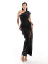 Фото #3 товара Vesper contrast satin bow thigh spilt maxi dress in black