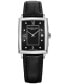 ფოტო #1 პროდუქტის Women's Swiss Toccata Diamond Accent Black Leather Strap Watch 22.6x28.1mm