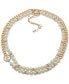 ფოტო #1 პროდუქტის Gold-Tone Imitation Pearl Omega Double Row Necklace, 16" + 3" extender