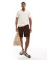 New Look short sleeve slim fit knit polo in off white