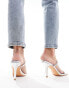 Glamorous Wide Fit two strap mule heeled sandals in silver