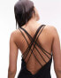 Topshop lattice back wide leg jumpsuit in black