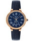 Women's Swiss Quartz Astor Blue Faux Leather Watch 40mm