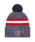 Men's Navy New England Patriots 2023 Sideline Cuffed Knit Hat With Pom