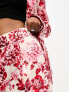 Forever New Petite satin trouser co-ord in red floral print