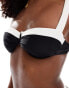 Фото #2 товара Kaiia contrast trim cup detail bikini top co-ord in monochrome