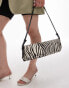 Topshop Stassi elongated shoulder bag in black PU with leather zebra print panels