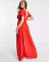 Фото #3 товара ASOS DESIGN – Für die größere Brust – Maxi-Strandkleid in Rot mit Flatterärmeln - RED