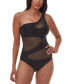 Фото #1 товара Bar Iii 281914 Women's Matte Mesh Cut-Out One-Shoulder One Piece Swimsuit, XL