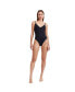 Фото #1 товара Women's Solid V neck one piece swimsuit with strap back detail
