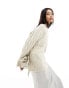 Monki crew neck textured knit sweater in beige melange