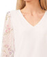 Фото #3 товара Women's Floral V-Neck Mix Media 3/4-Sleeve Knit Top